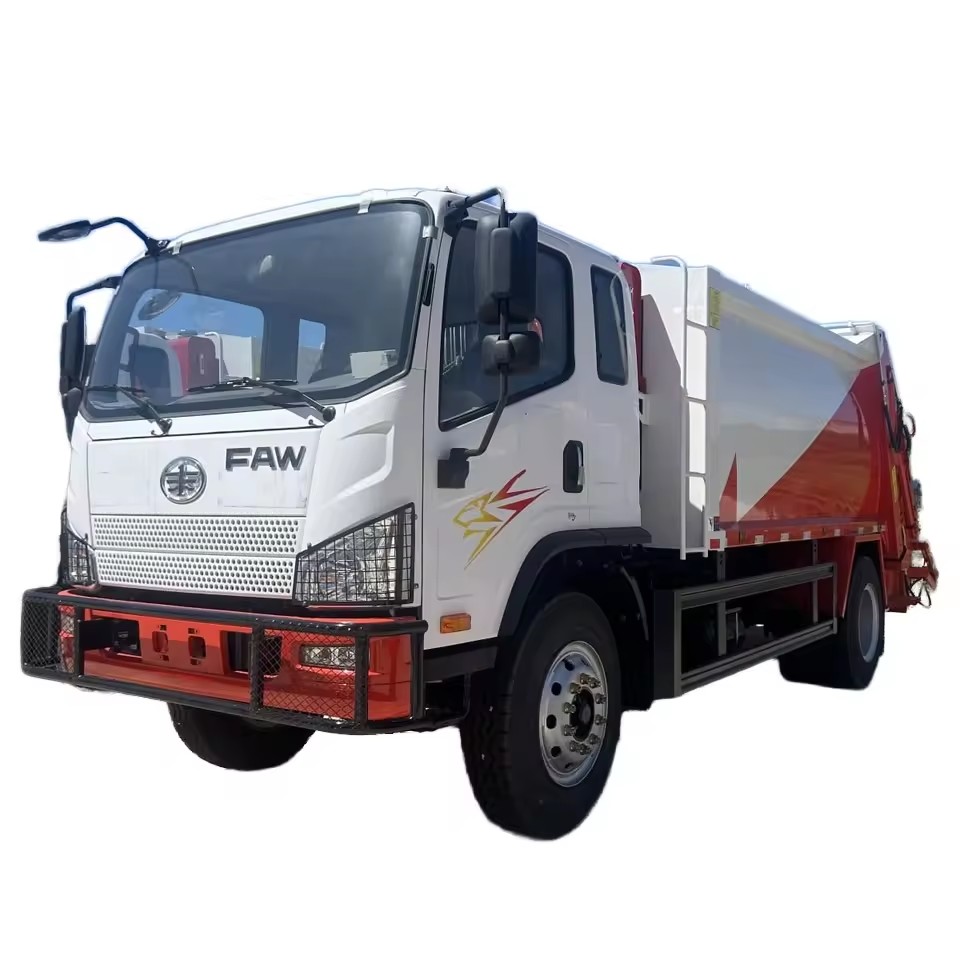 Camion &agrave; Ordures De Compaction FAW 8-12 Tonnes Avec Syst&egrave;me Hydraulique Pour La Gestio