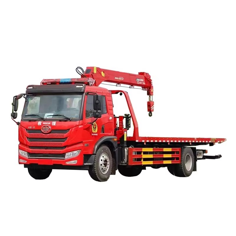 Faw Camion Plat Mont&eacute; Grue Roulant Camion Avec 8Ton Grue Pour Le Sauvetage D'urgence
